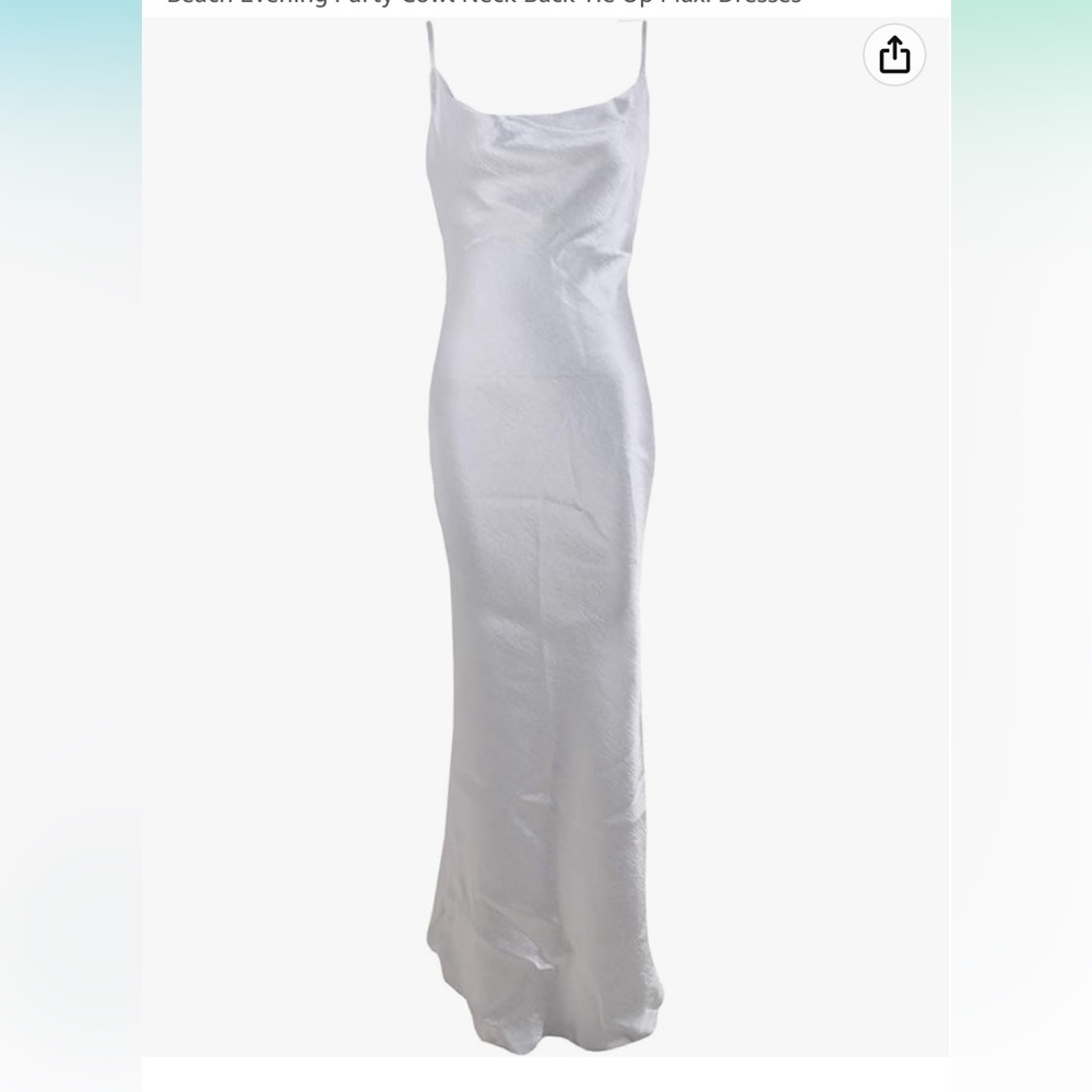 Women's Sleeveless Spaghetti Strap Satin Dress Party Cowl Neck Back Tie Up Maxi